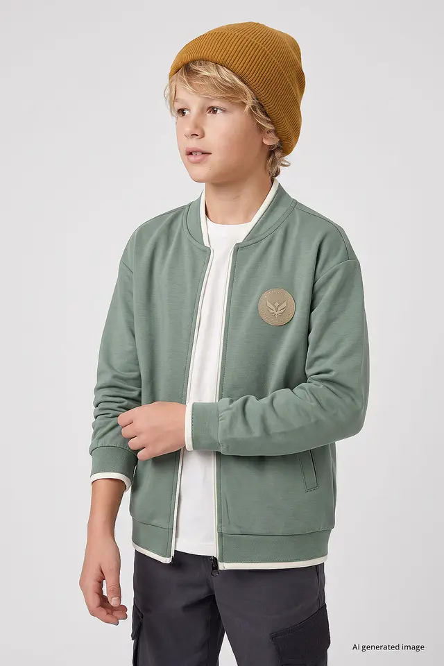 TOMMY Youth Zip Crew Neck Sweatshirt