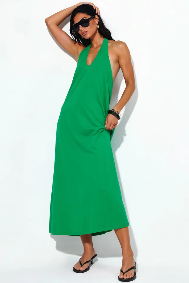 BUSEM Cotton Midi Halter Dress With Slit