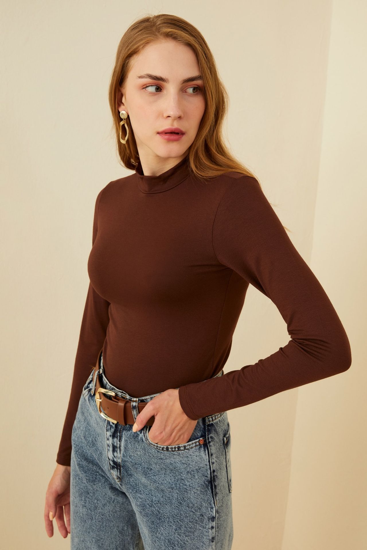 BIPANTOLON Kadın Dar Kalıp Yarım Balıkçı Yaka Body 1