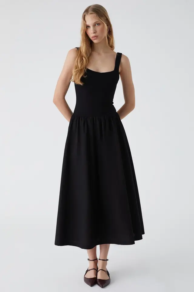 GRIMELANGE Square Neck Midi Dress