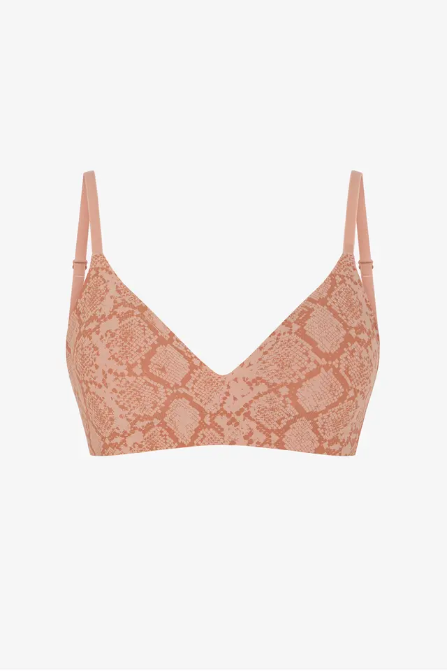 PENTI No-Show Tattoo Effect Triangle Snake Print Removable Pad Bra