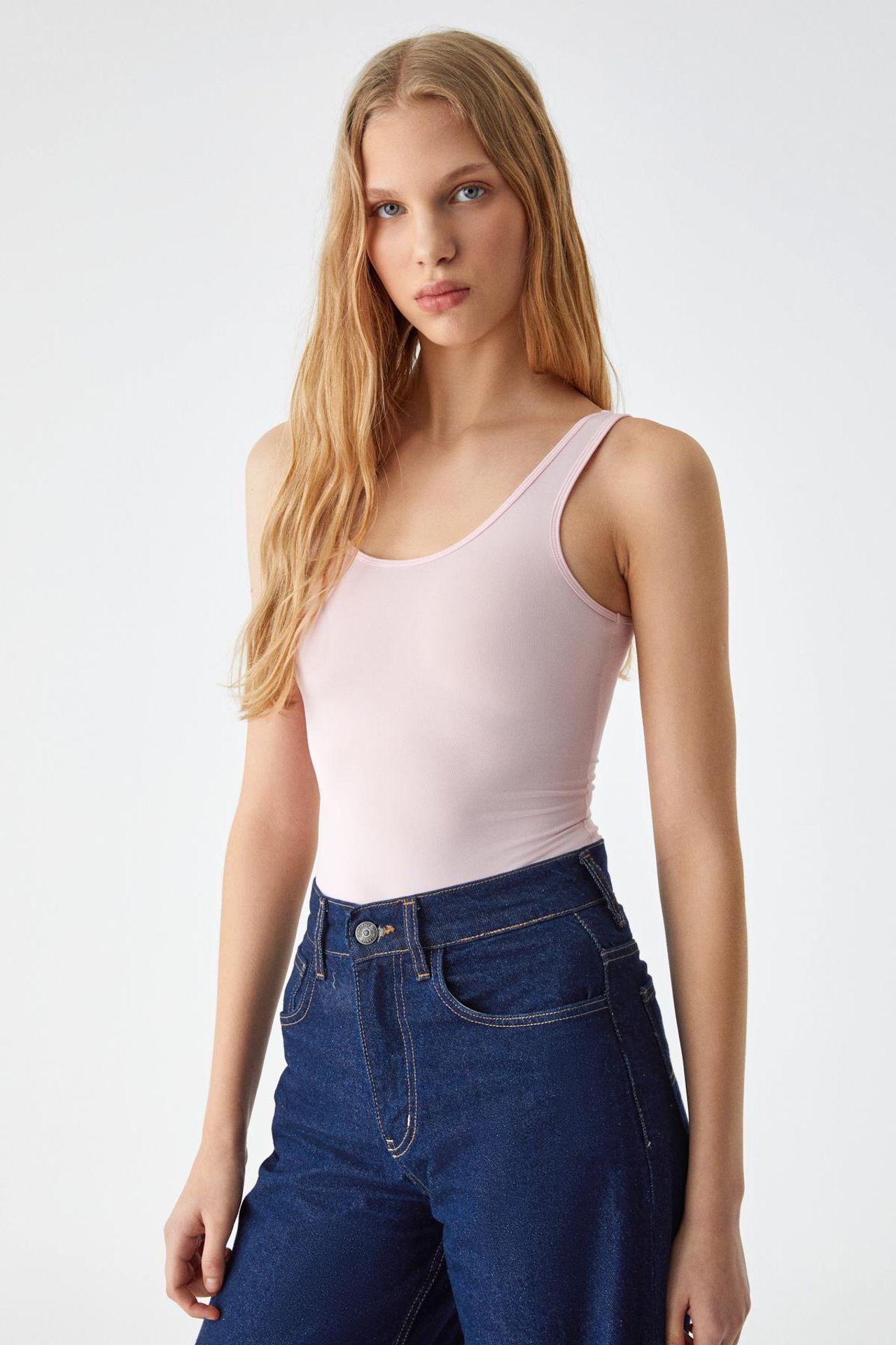 GRIMELANGE Slim Fit U-Neck Snap Tank Top 3