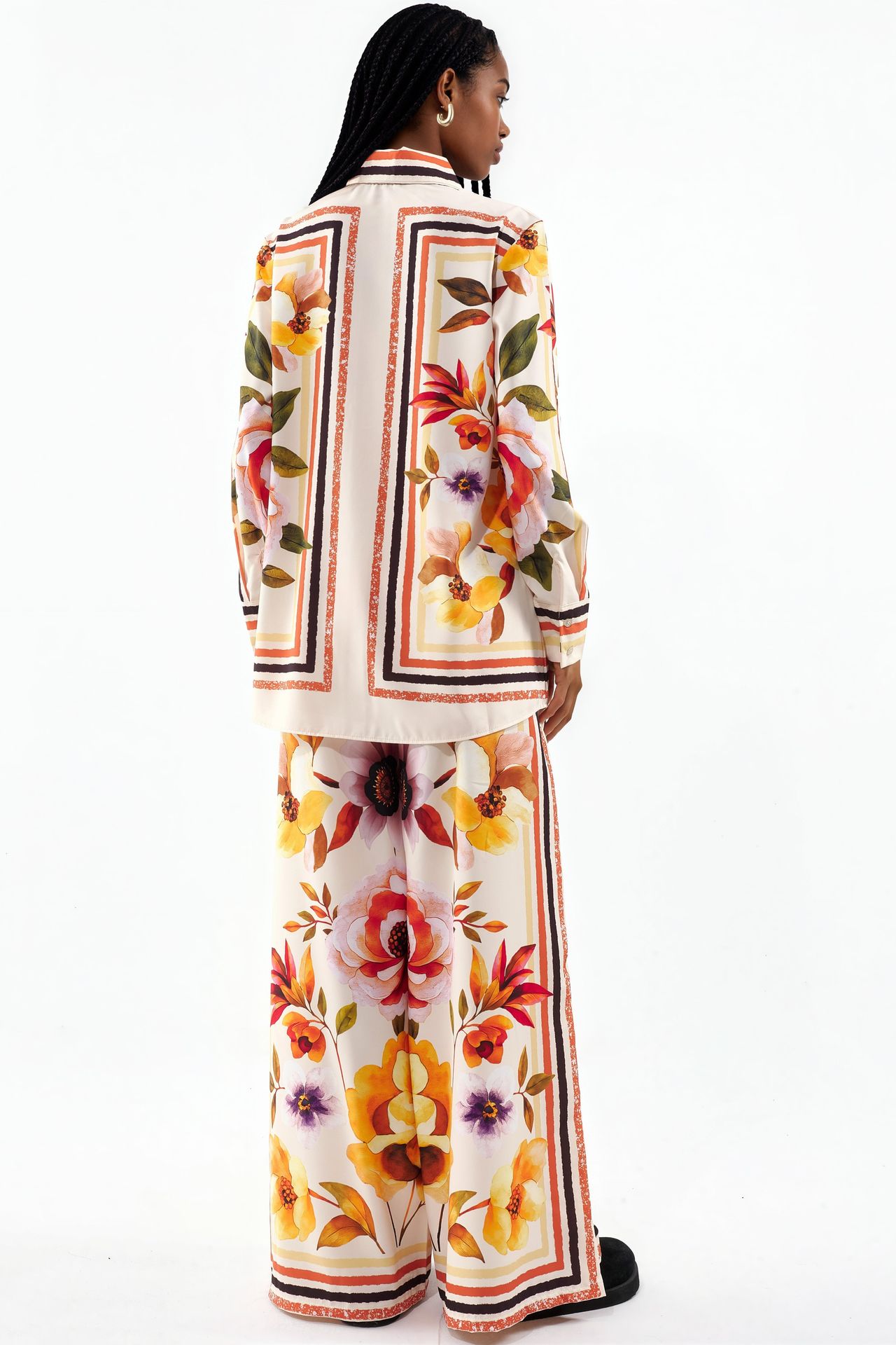 MSN Floral Shirt And Wide-leg Trouser Set 3