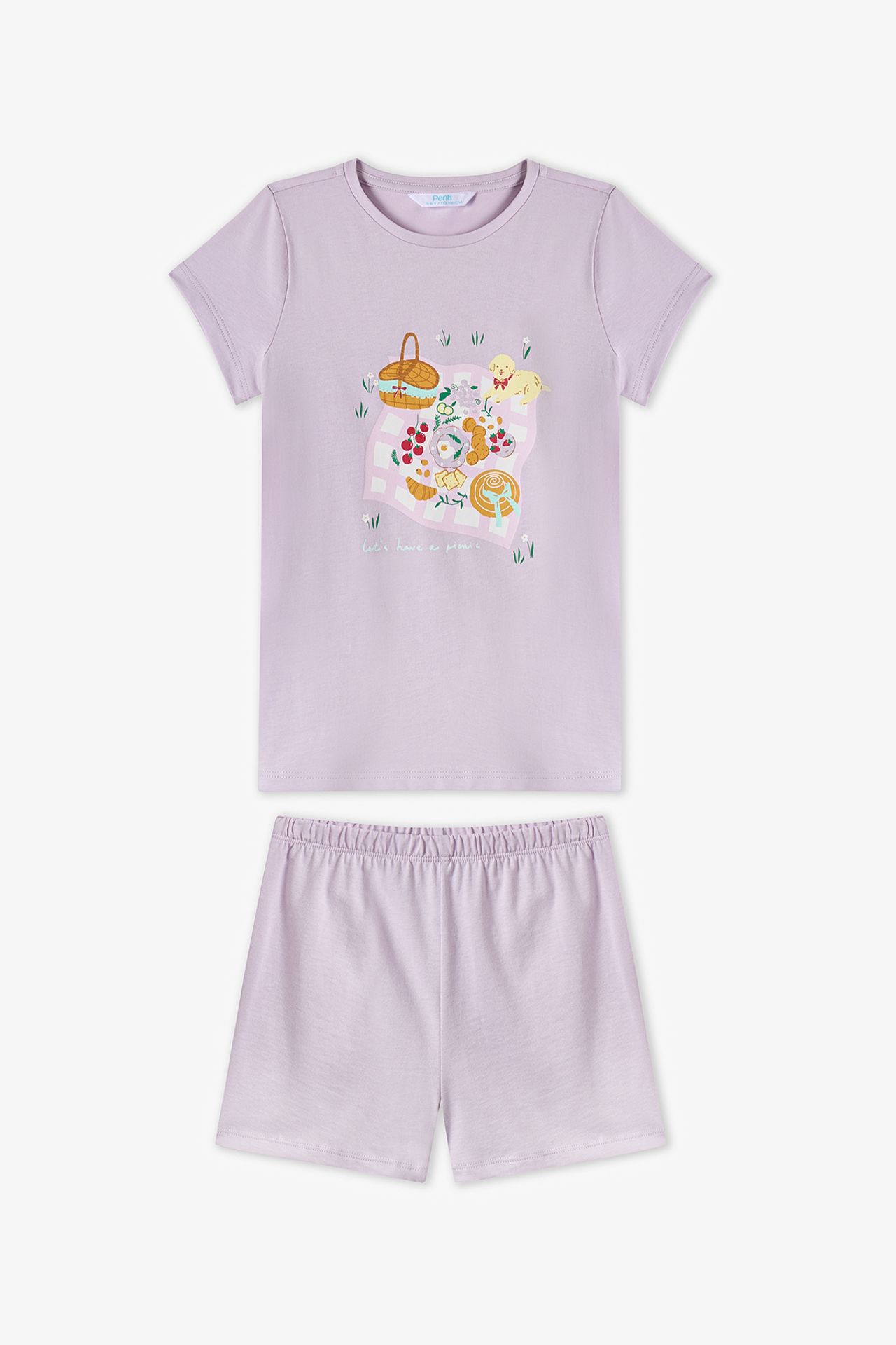 PENTI Girls' Picnic Short Sleeve Pajama Set 2