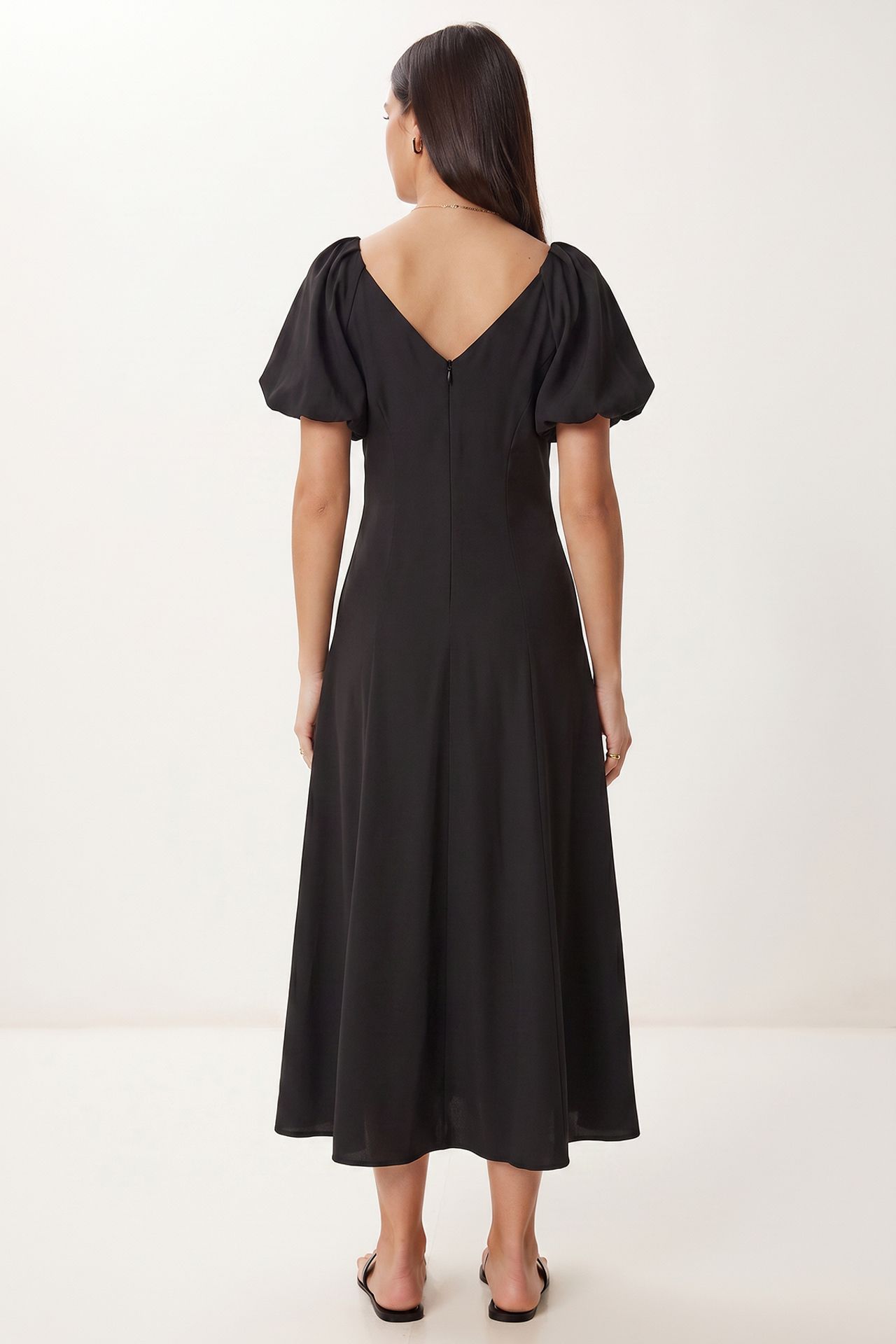 ISTANBUL Women's A-line Midi Dress With V-neck 5