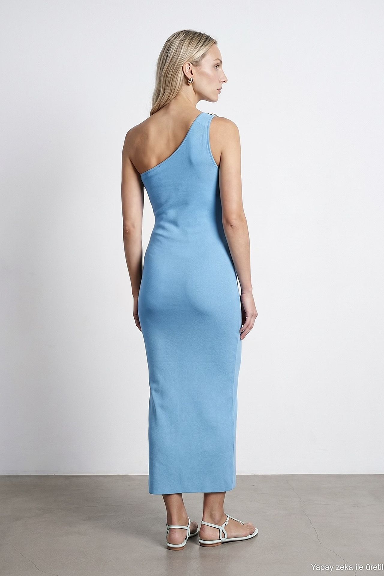 DILVIN Asymmetrical One-Shoulder Ribbed Midi Dress 3