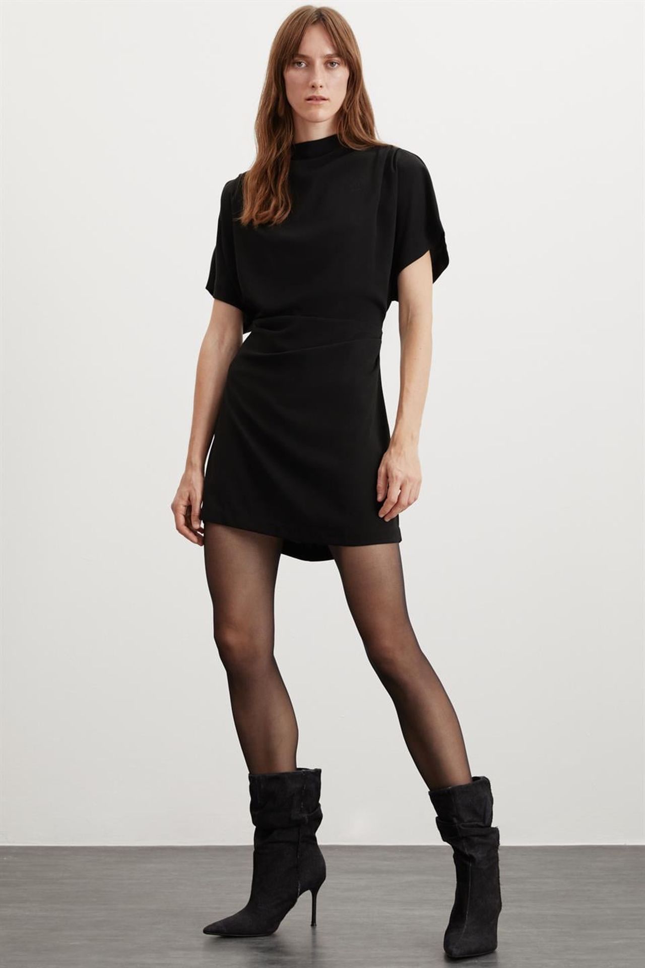 GRIMELANGE Pleated Half Turtleneck Mini Dress 2