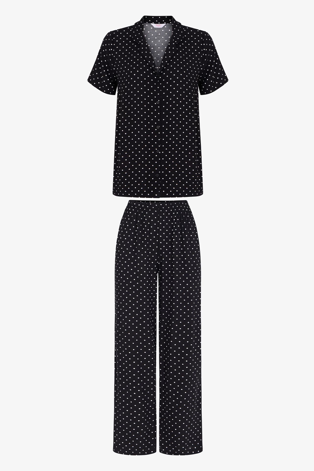 PENTI Polka Dot Short Sleeve Shirt Pants Pajama Set 5