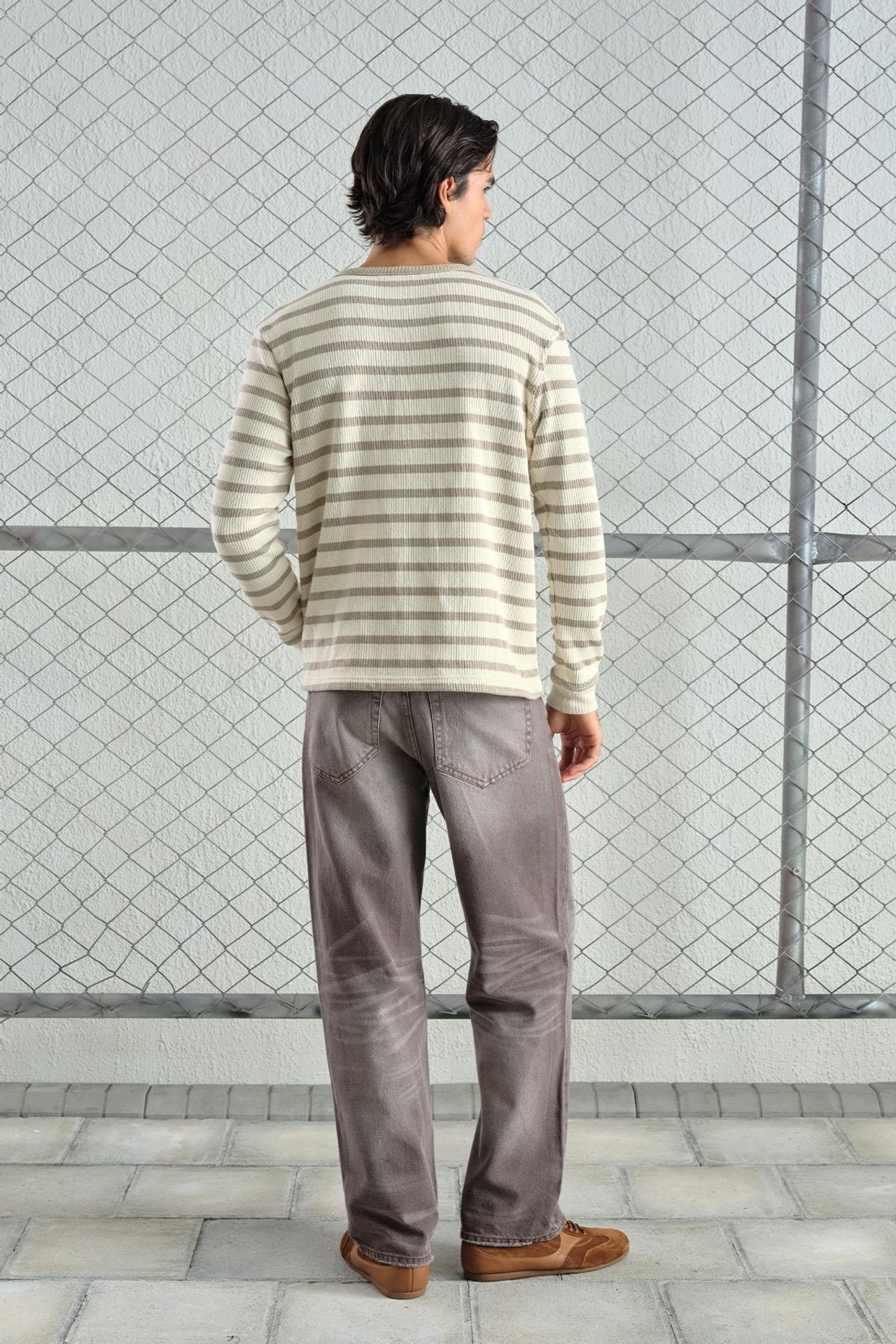 GIESTO Striped Button Collar Long Sleeve T-Shirt 3
