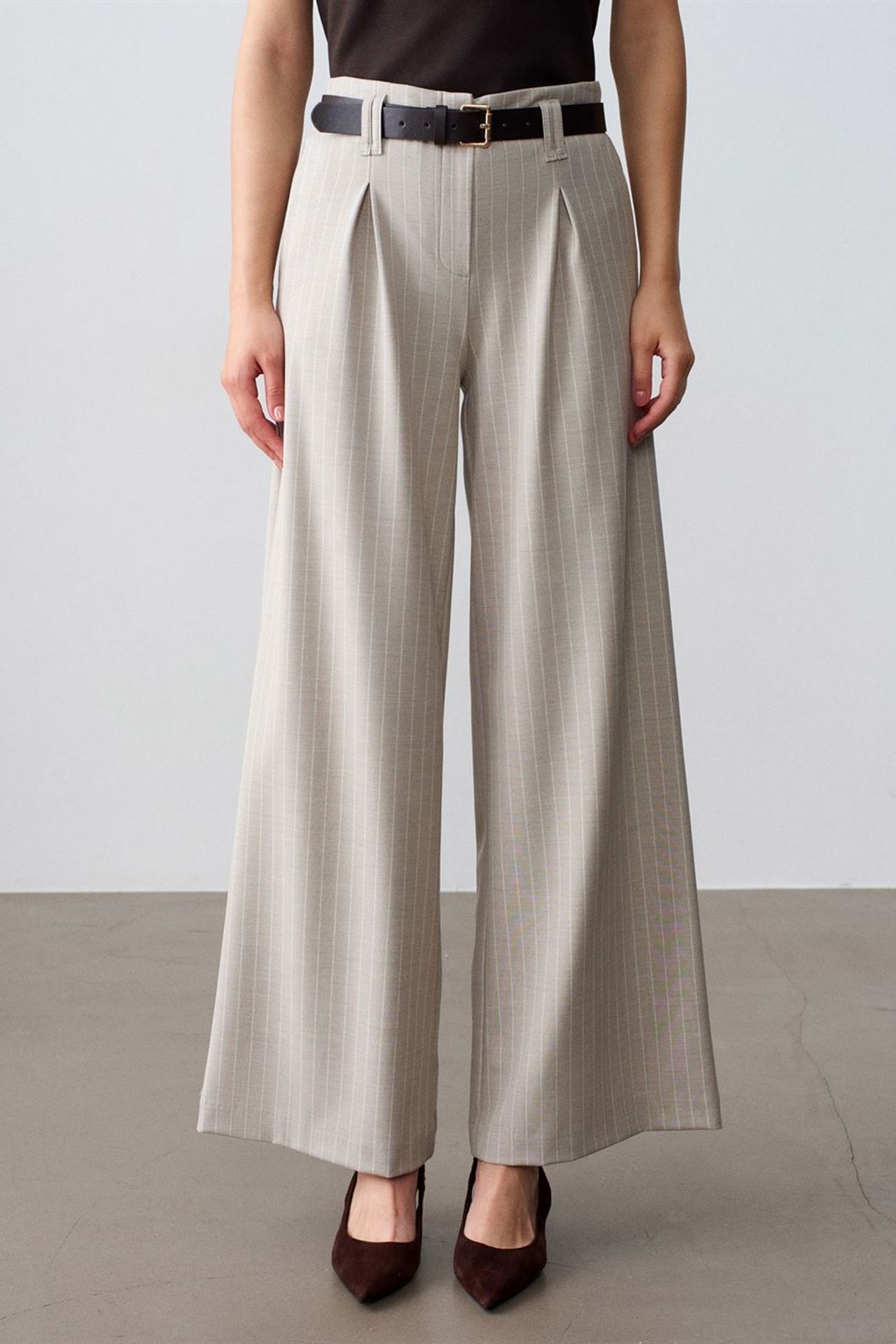 DILVIN Striped Wide-Leg Pleated Trousers 3