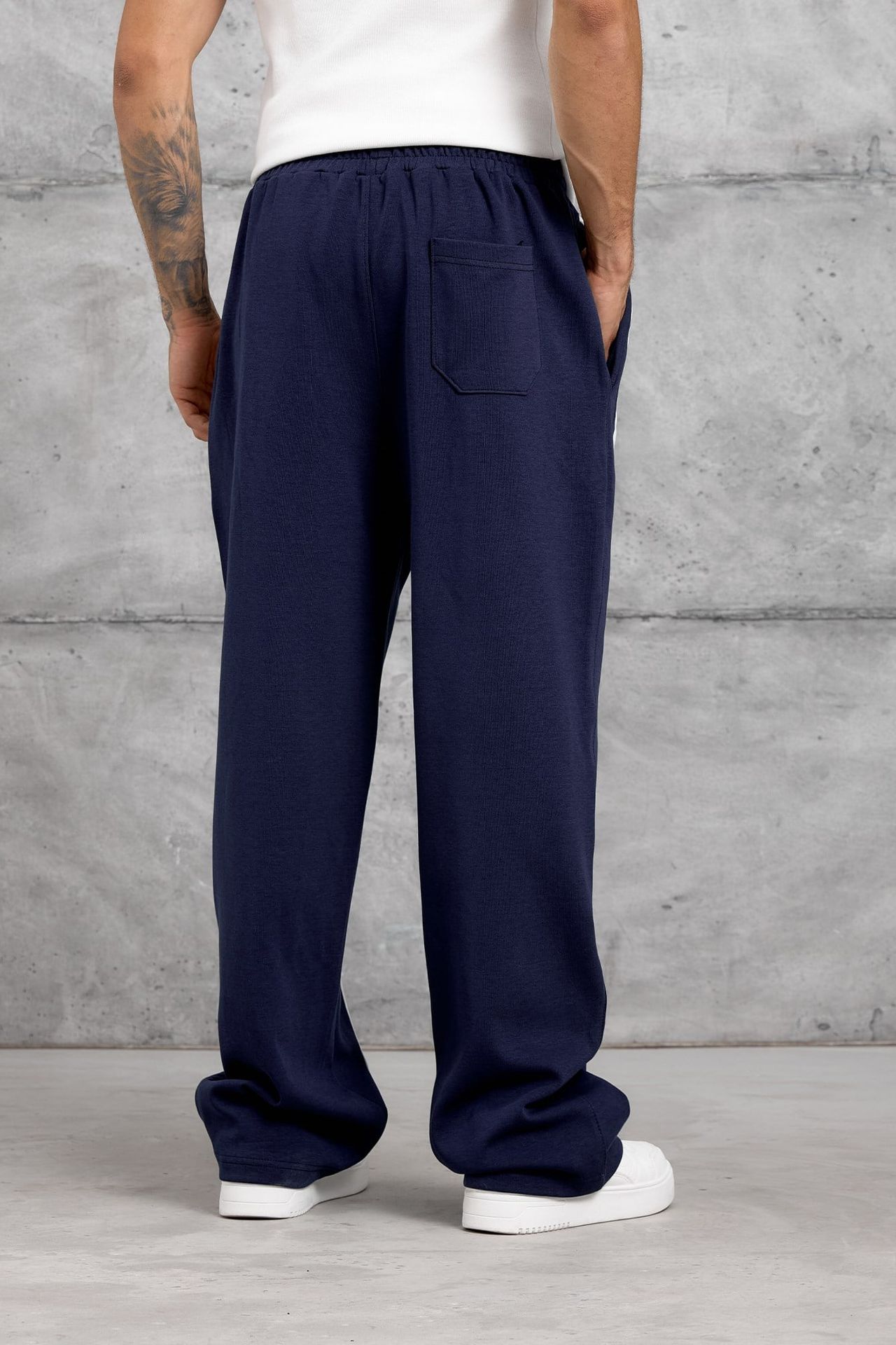 NOMARC Çizgili Geniş Paça Büzme İpli Jogger Pantolon 4