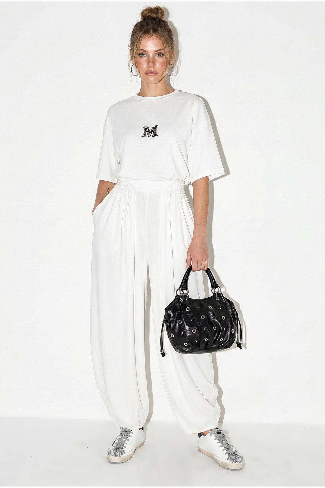 LUCCI Oversized Crew Neck T-shirt And Wide-leg Trouser Set 4