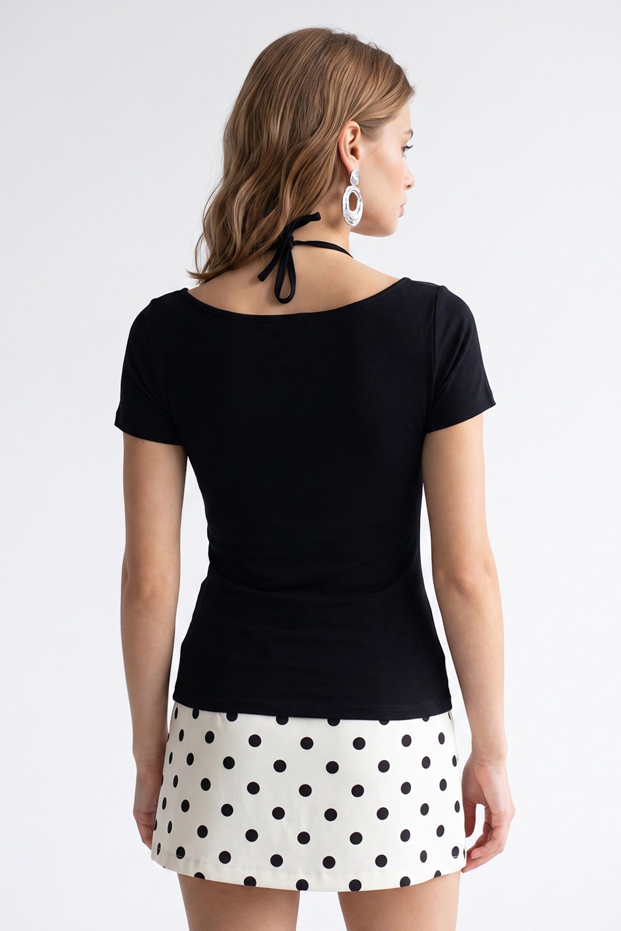 MIXRAY Lace Viscose U-Neck Slim Fit Blouse 8