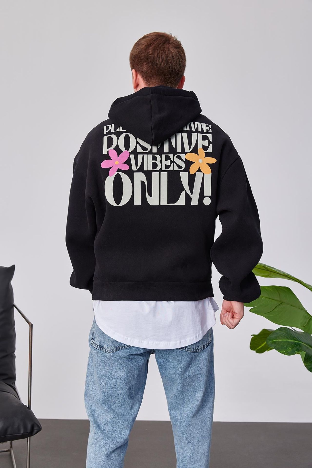 NOMARC Baskılı Kapüşonlu Bol Sweatshirt 3
