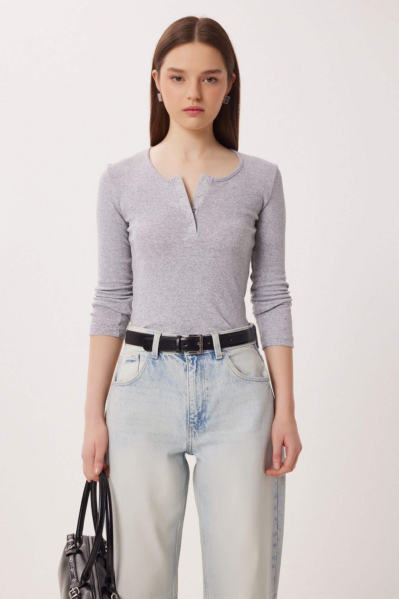 ISTANBUL Slim Fit U Collar Long Sleeved Blouse 3