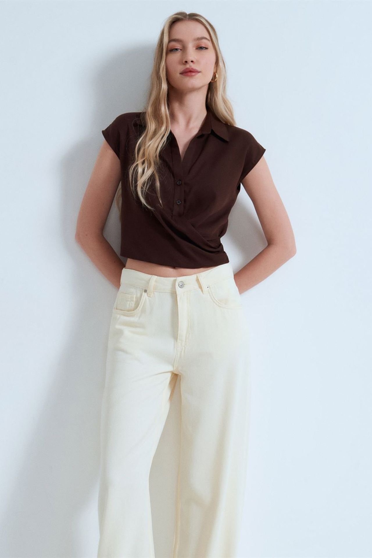DILVIN Crop Tencel Poplin Blouse 4