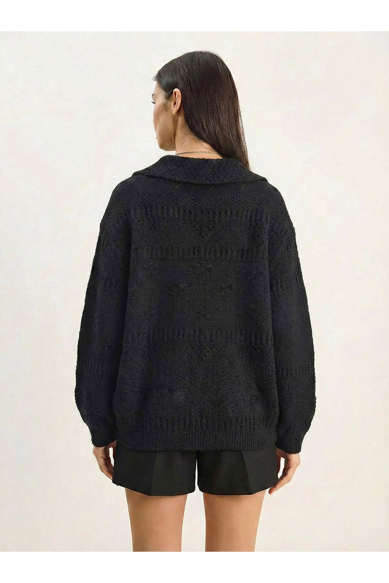 LUCCI Textured Polo Collar Button Cardigan 5
