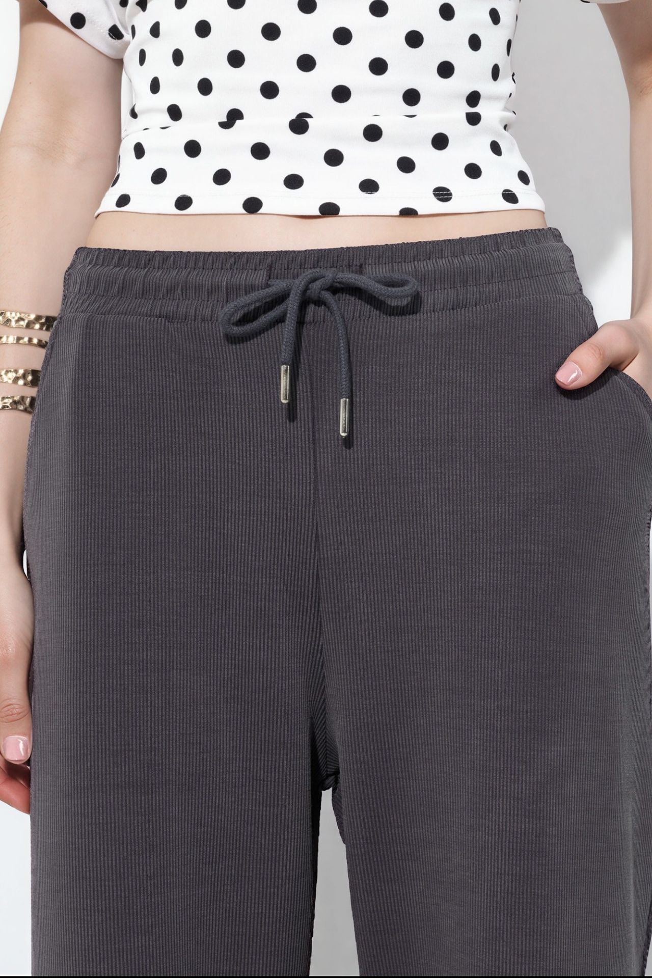 BUSEM Ribbed Drawstring Waist Pants 4