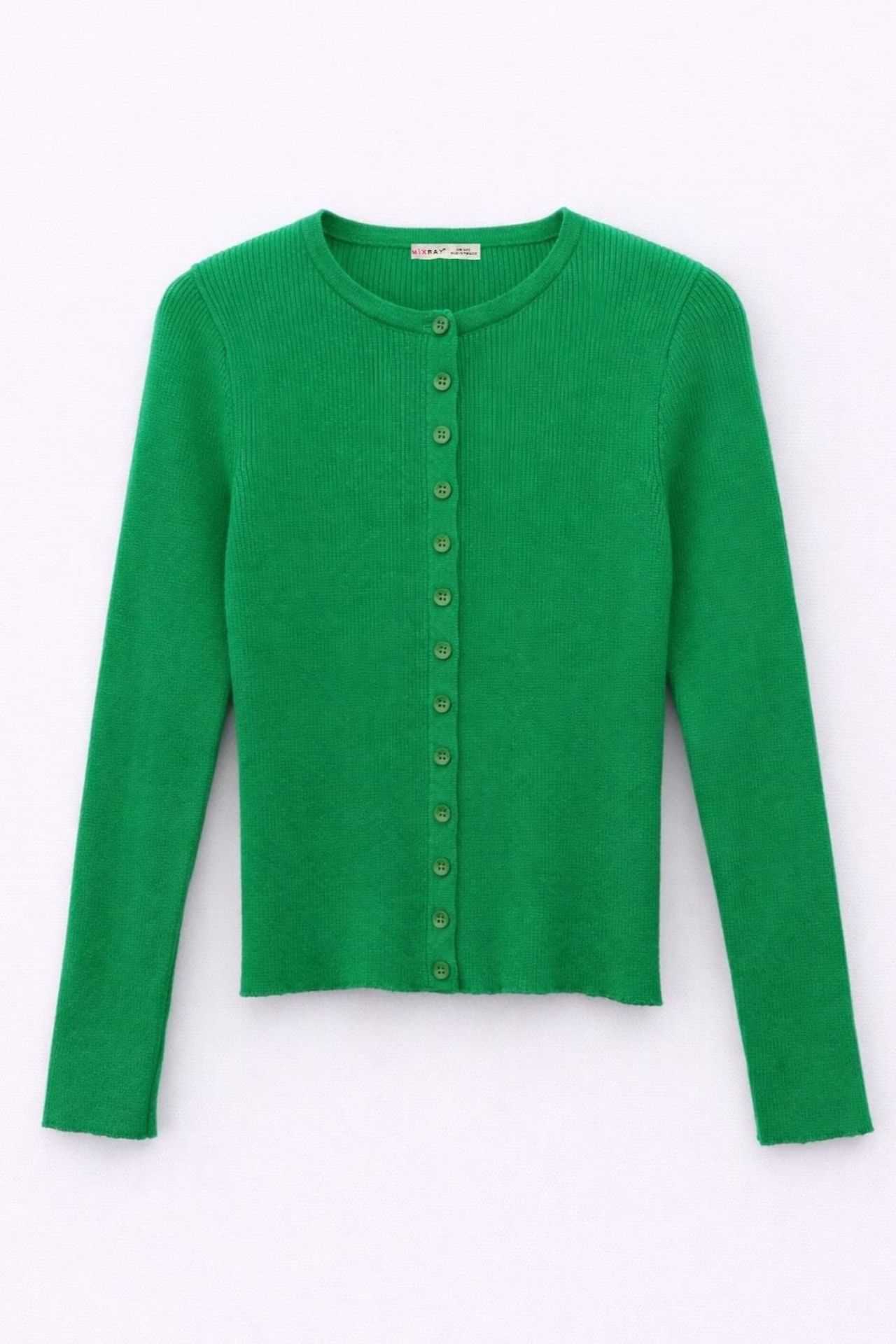 Mixray Düğmeli Slim Fit Yivli Örgü Hırka 2