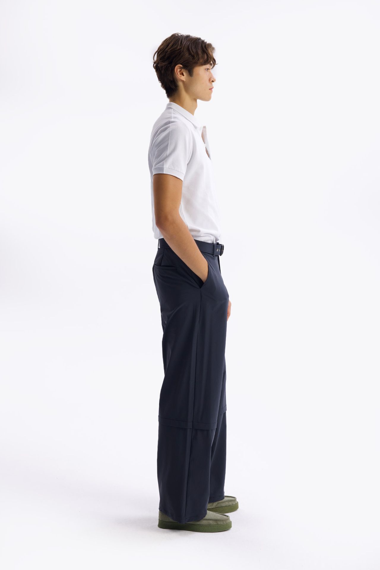GIESTO Men's Wide-Leg Knit Pants with Belt 6