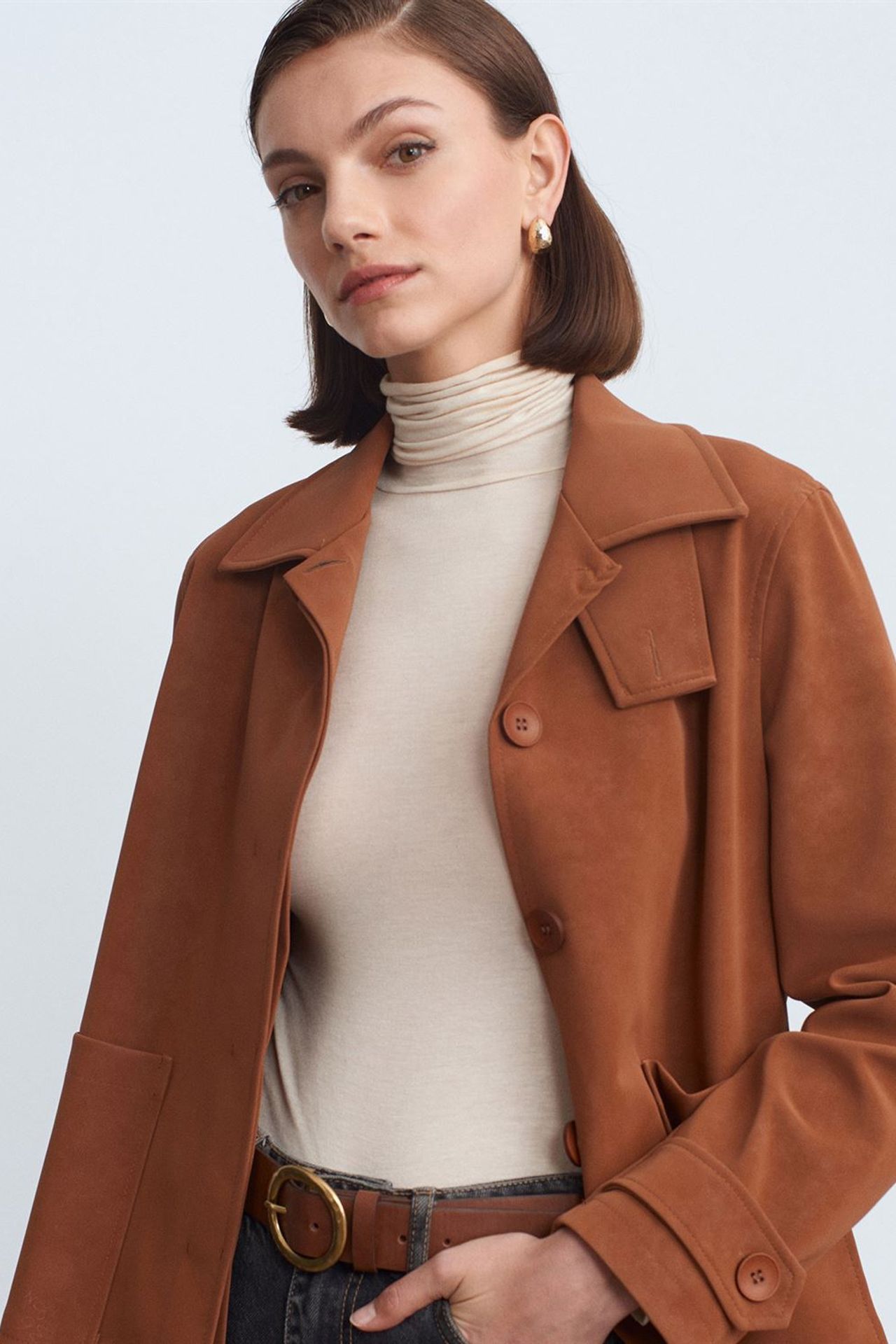 DILVIN Women's Faux Suede Button Jacket 1