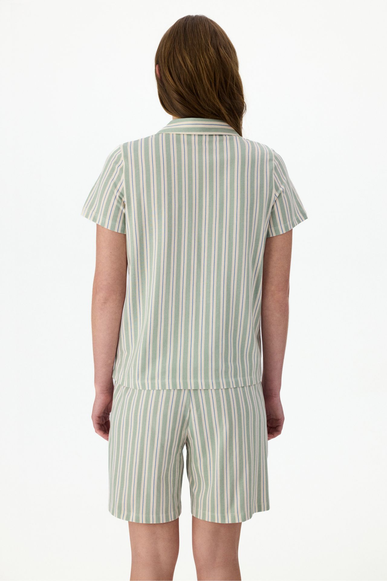 PENTI Comfortable Striped Short Sleeve Shirt Pajama Set 3