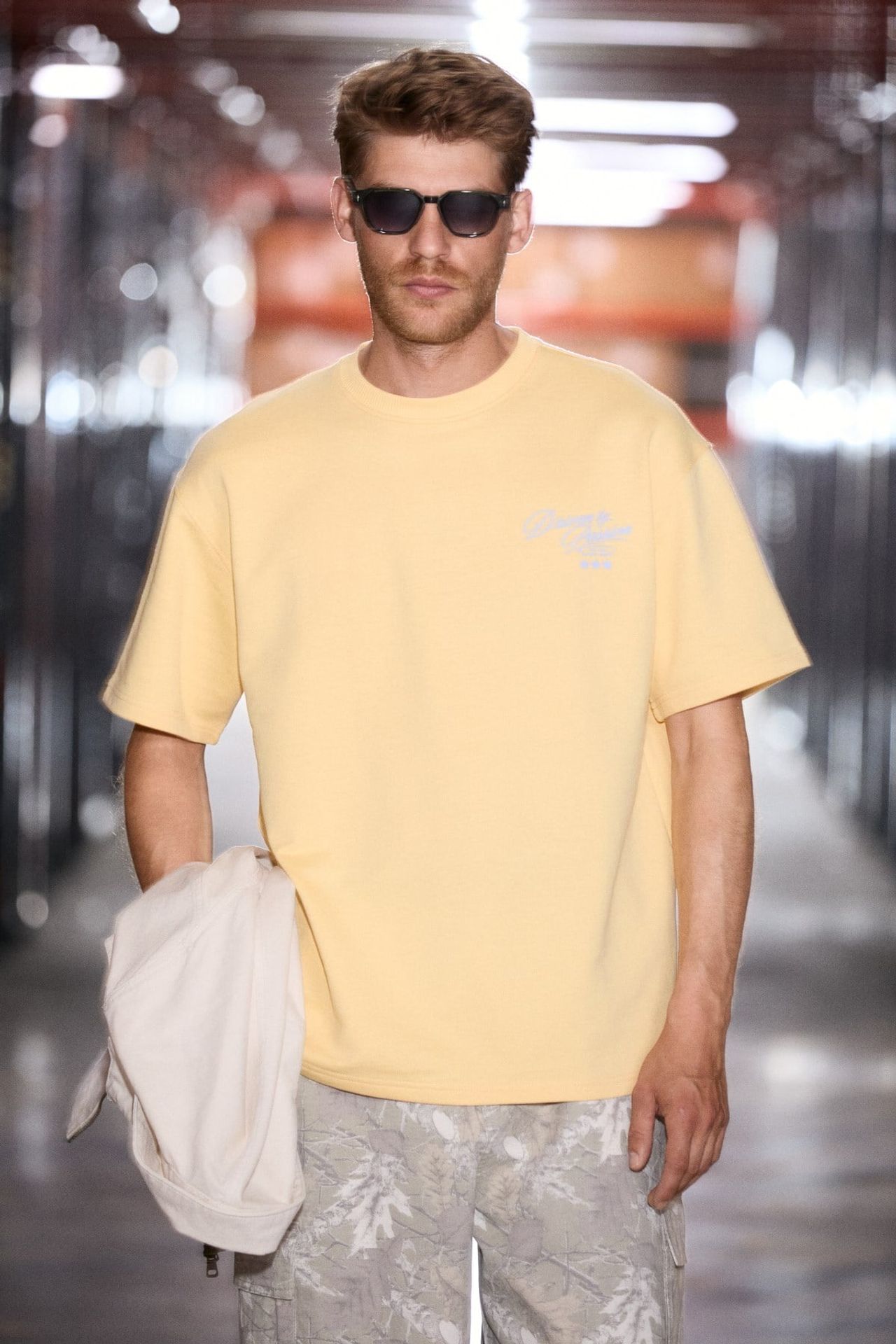 GRIMELANGE Baskılı Oversize Bisiklet Yaka Tişört 2