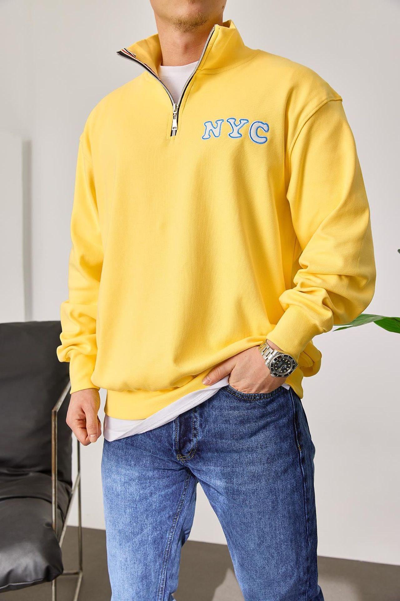 NOMARC Rahat Bisiklet Yaka Uzun Kollu Sweatshirt 3