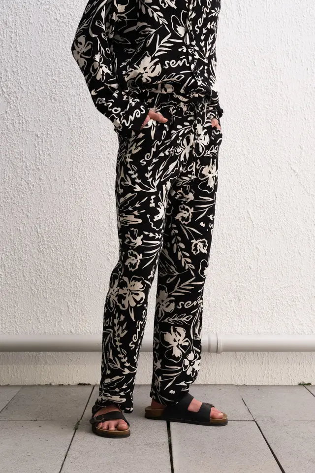 GIESTO Men's Cotton Floral Knit Pants
