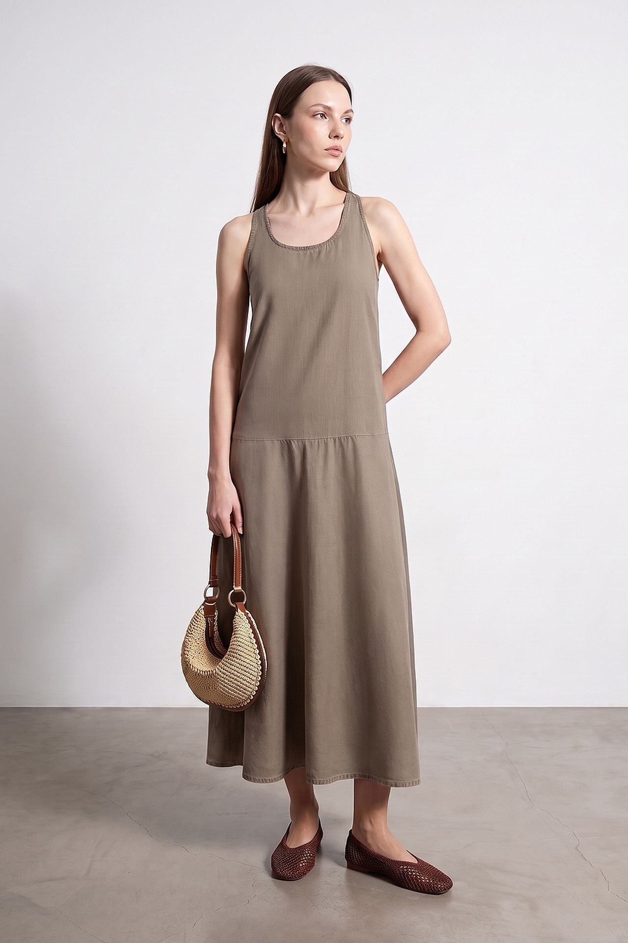 DILVIN Sleeveless Straight Maxi Dress 1