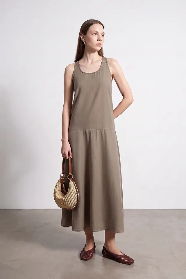 DILVIN Sleeveless Straight Maxi Dress