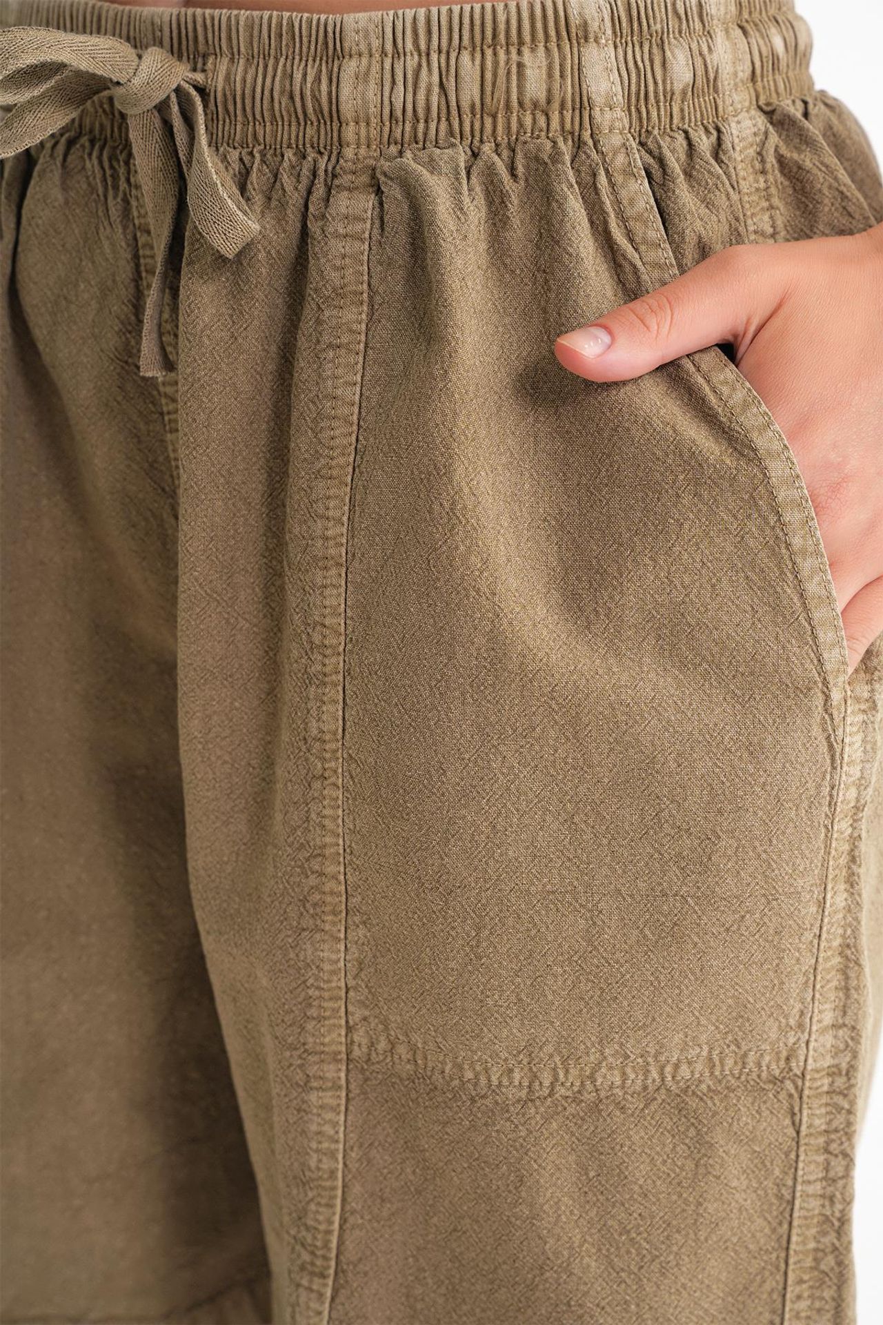 Mixray High Waist Cotton Drawstring Mini Shorts