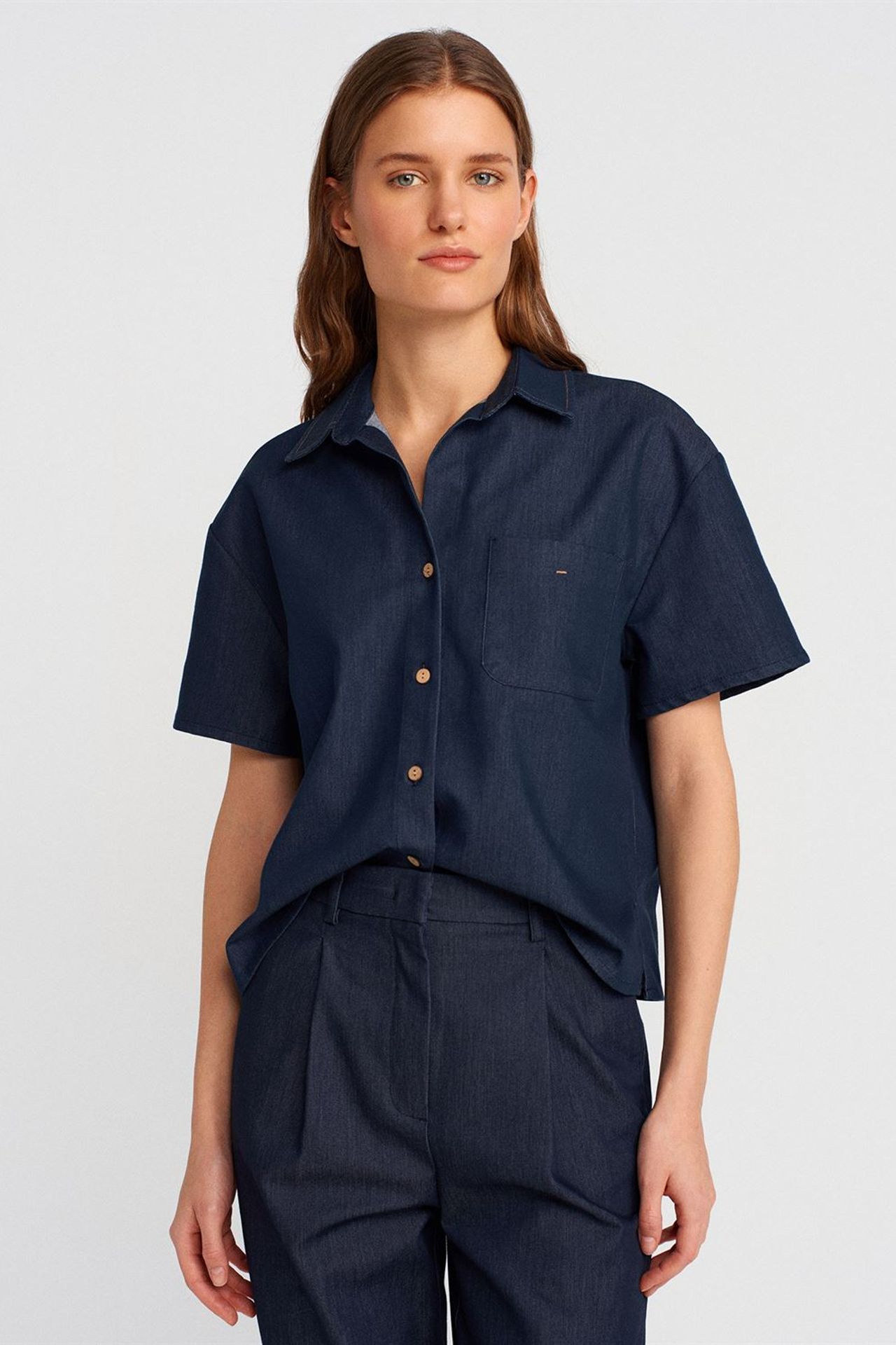 DILVIN Linen Blend Short-Sleeve Button Shirt 1