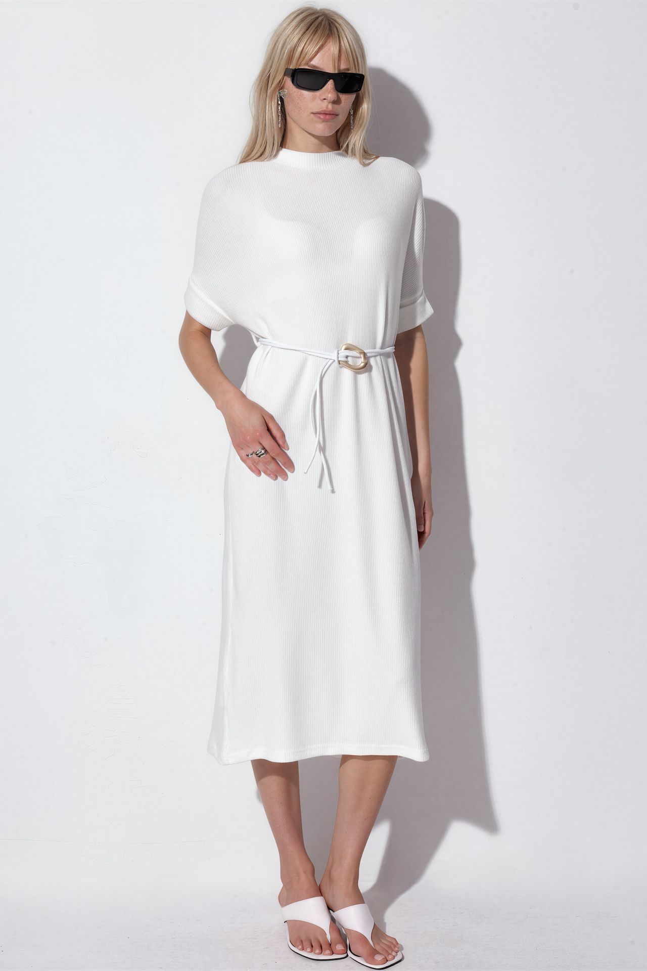 BUSEM Belted Ribbed Midi Dress 1