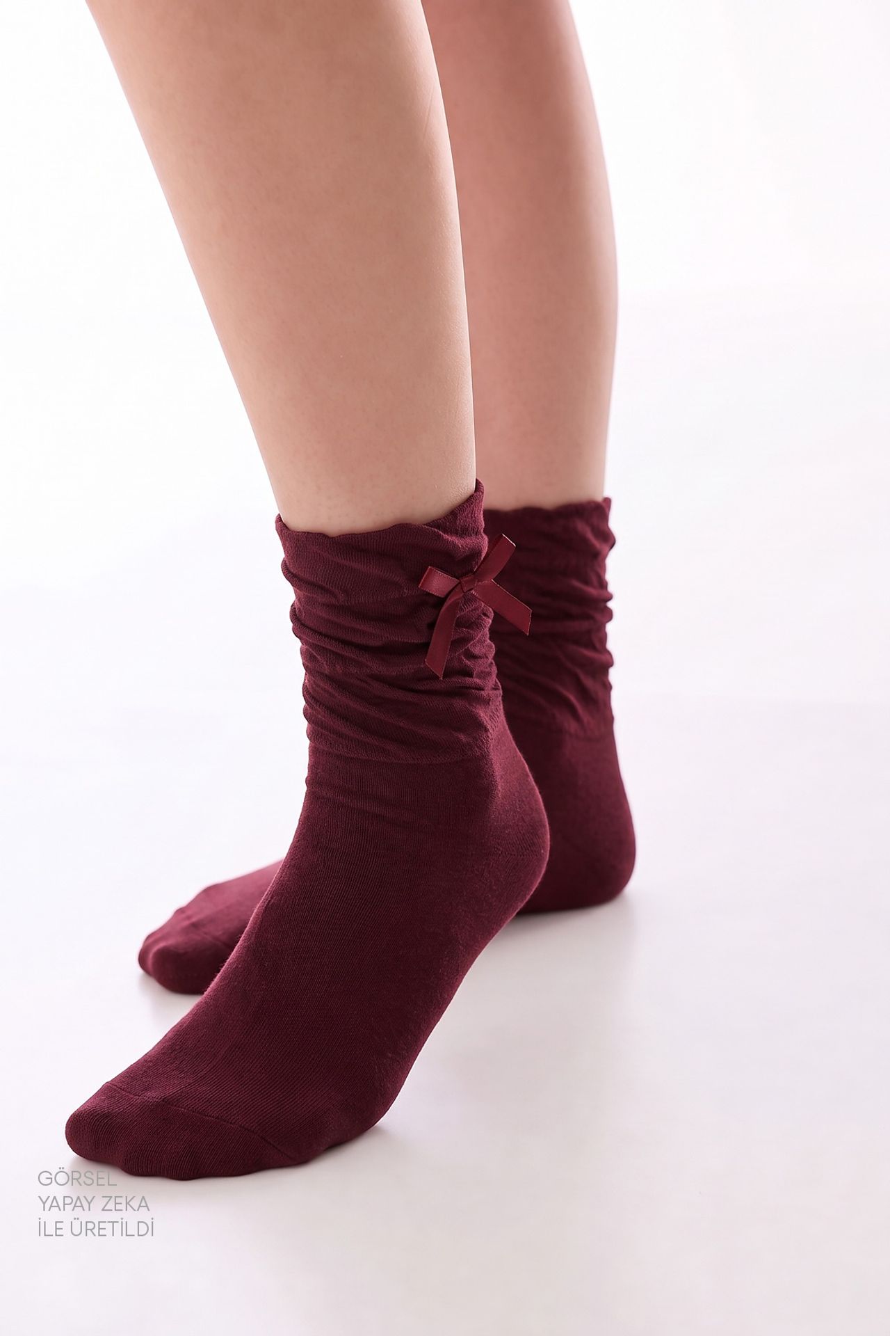 PENTI Draped Ribbon Cotton Ankle Socks 1