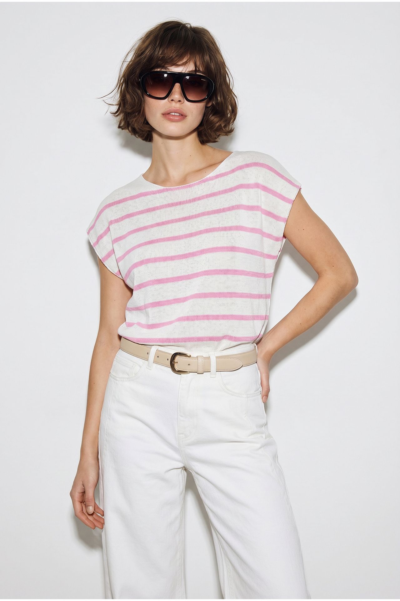 LUCCI Striped Boat Neck Knit Top 4