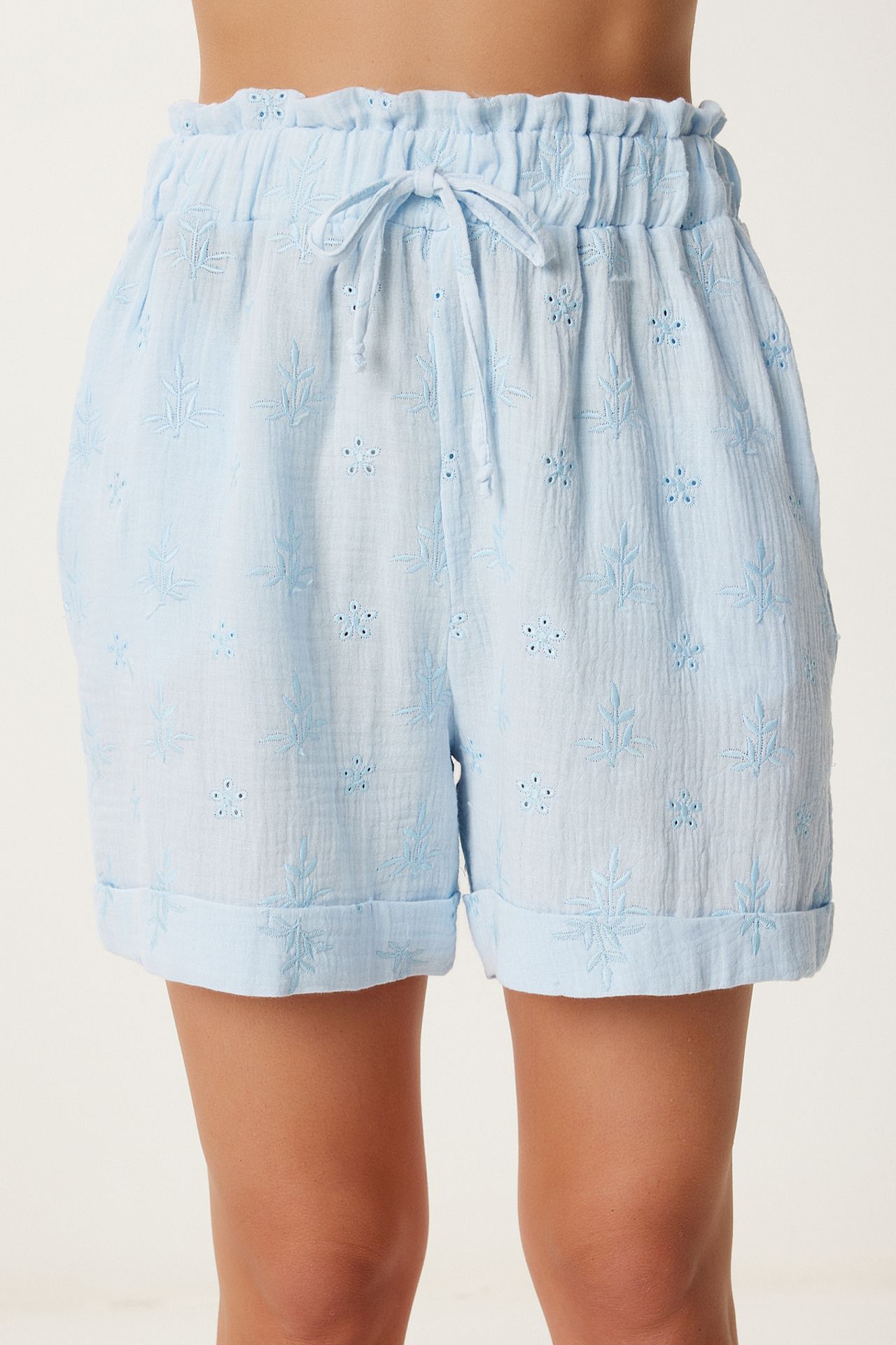 ISTANBUL High Waist Drawstring Mini Shorts with Binding Detail 4