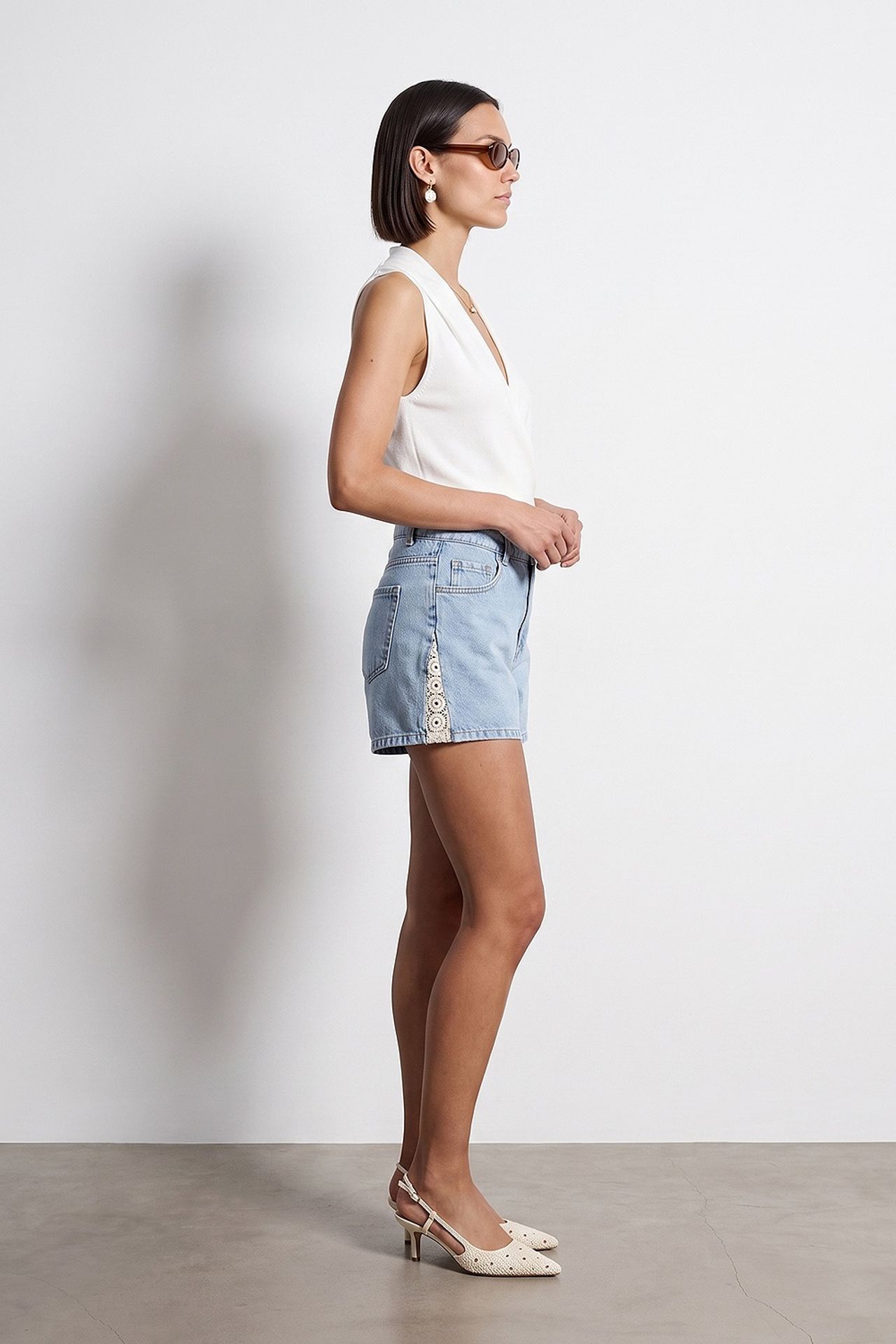 DILVIN High-Waist Linen Denim Shorts 4