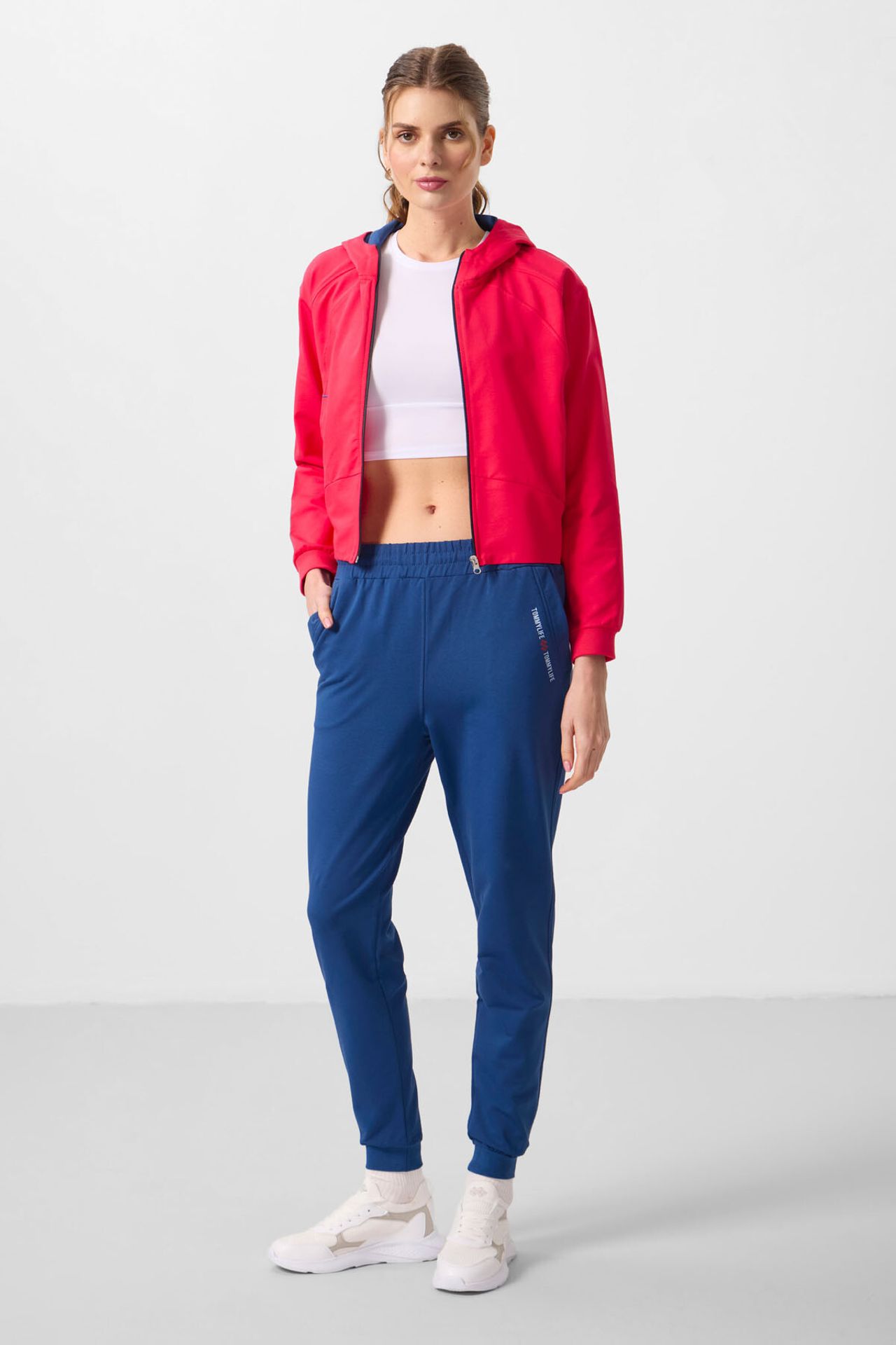 TOMMY Oversized Hooded Zip Sweatshirt And Pants Set 1