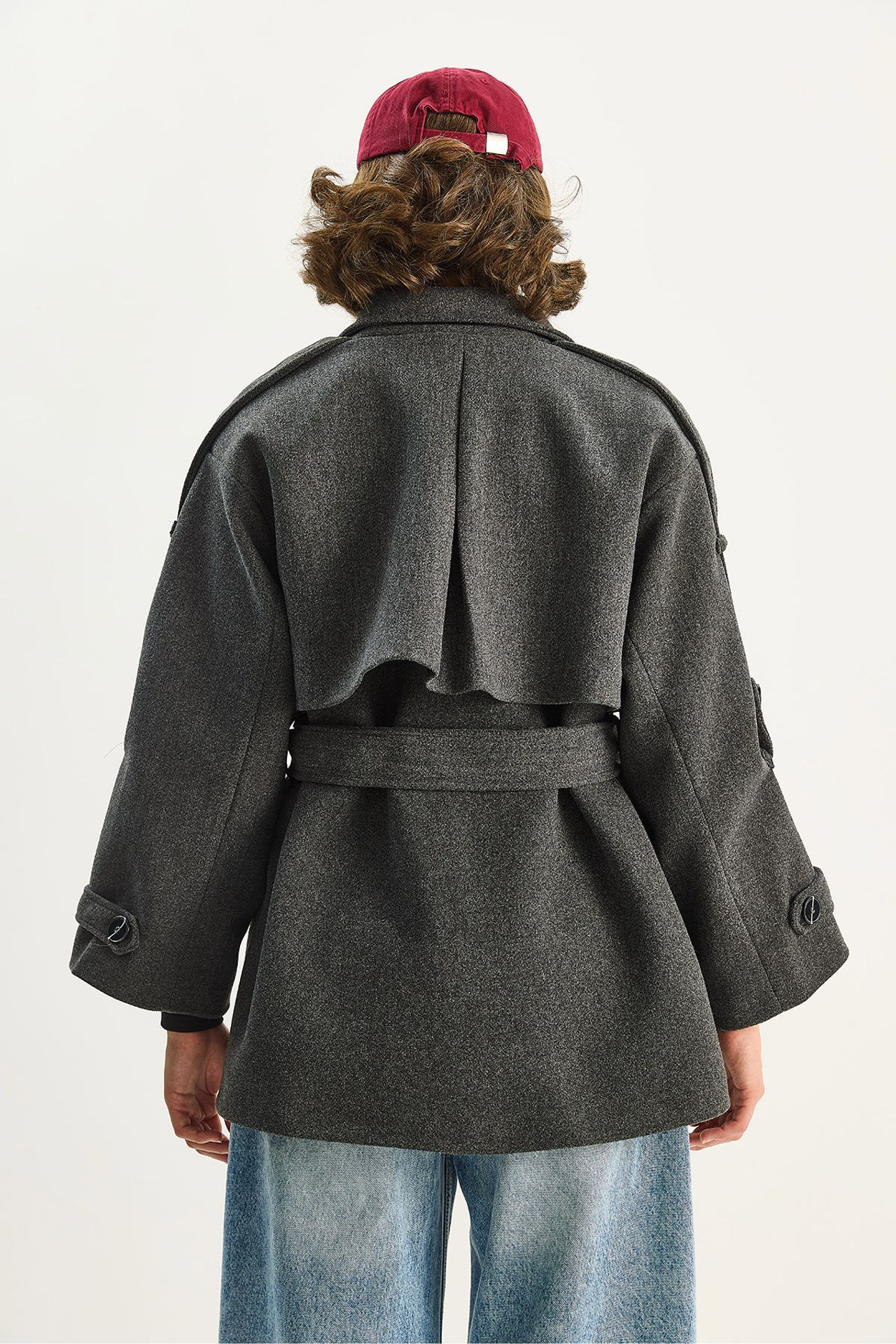 LUCCI Double Breasted Coat with Belt and Loops