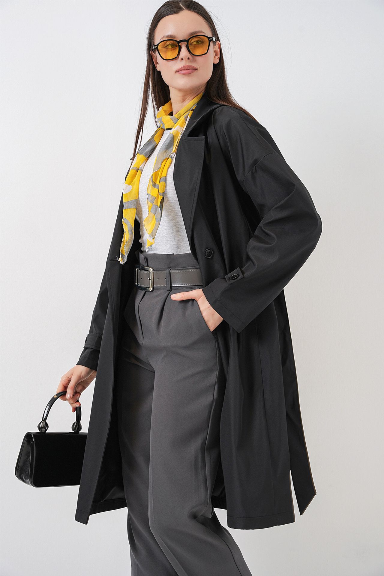 BDART Belted Long Trench Coat with Jacket Collar 5