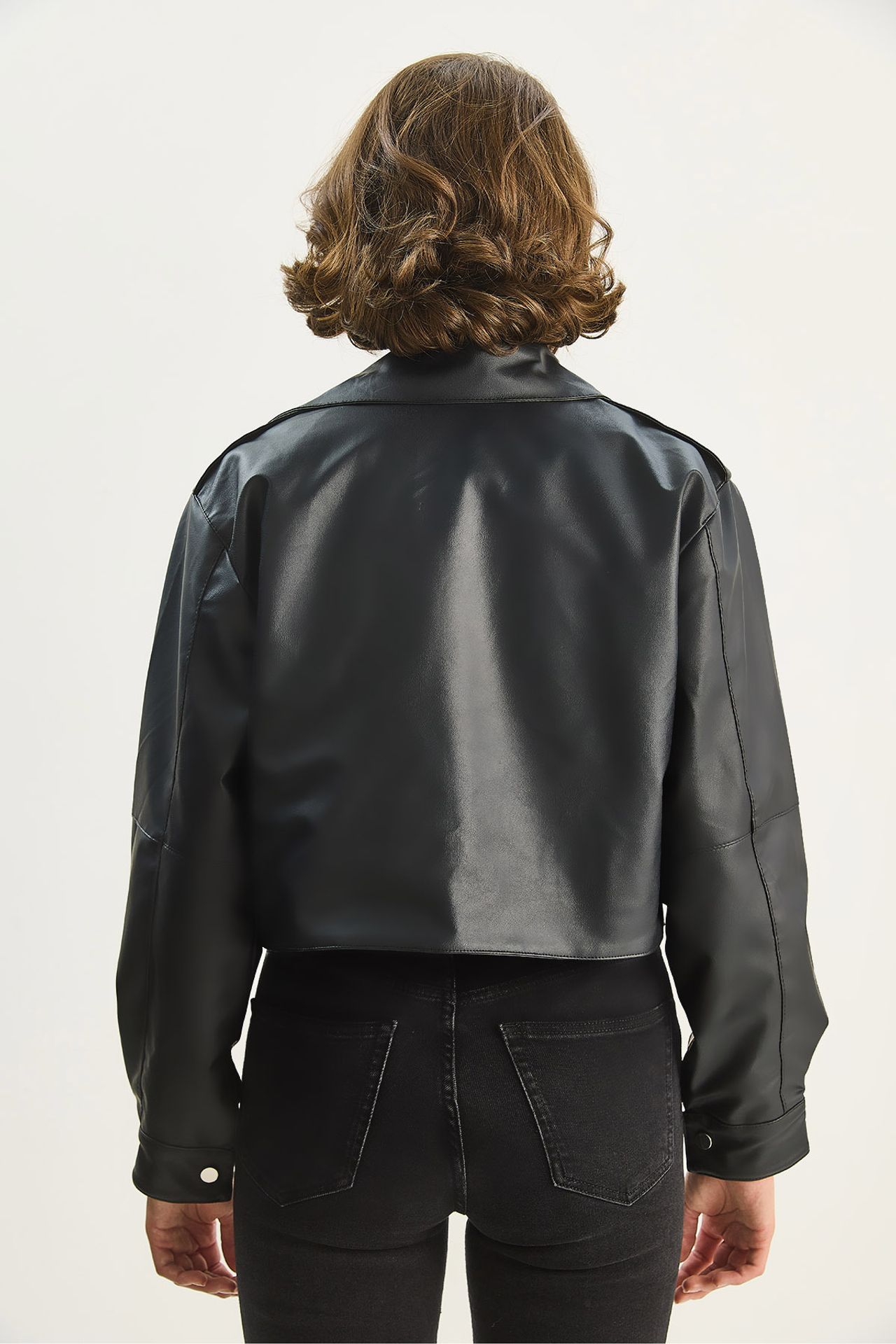 LUCCI Oversized Crop Faux Leather Jacket 6