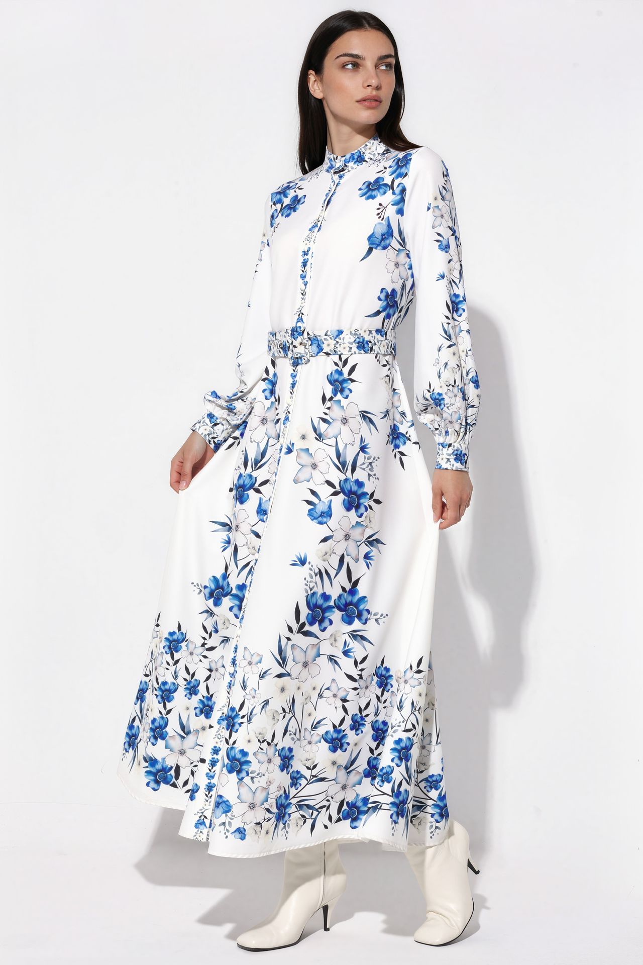 MSN Floral Belted Maxi Shirt Dress 2