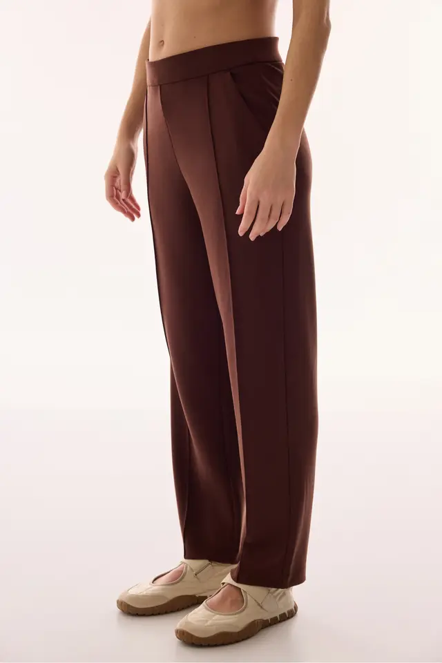 PENTI Mid-waist Oversized Straight-leg Jersey Trousers