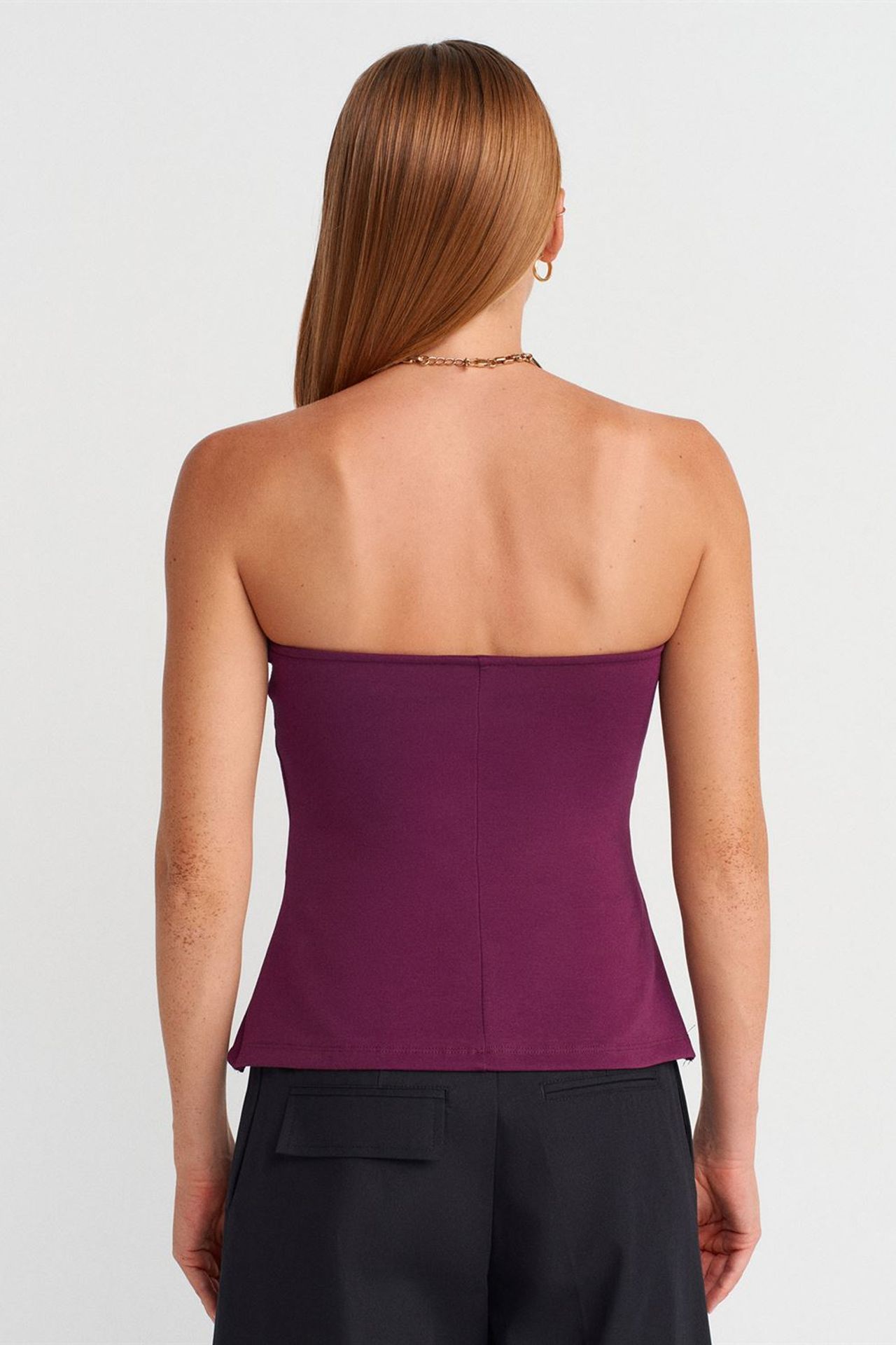DILVIN Strapless Slim-fit Bandeau Blouse 2