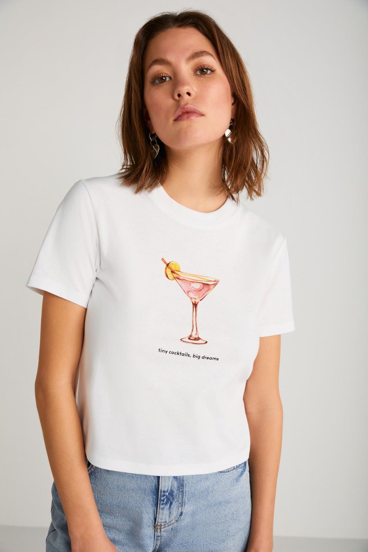 GRIMELANGE Printed Crew Neck Crop Top 4
