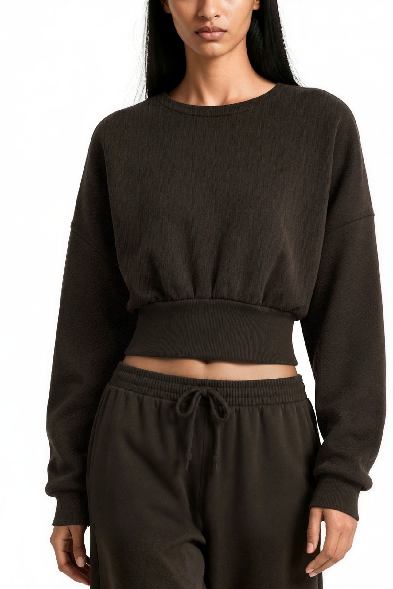 BUSEM Kadın Kısa Bisiklet Yaka Sweatshirt 4