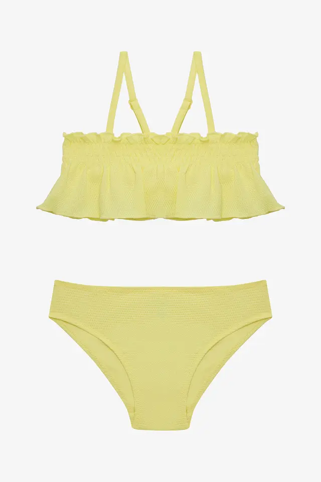 PENTI Girls' Lilly Lemon Ruffled Bandeau Bikini Set