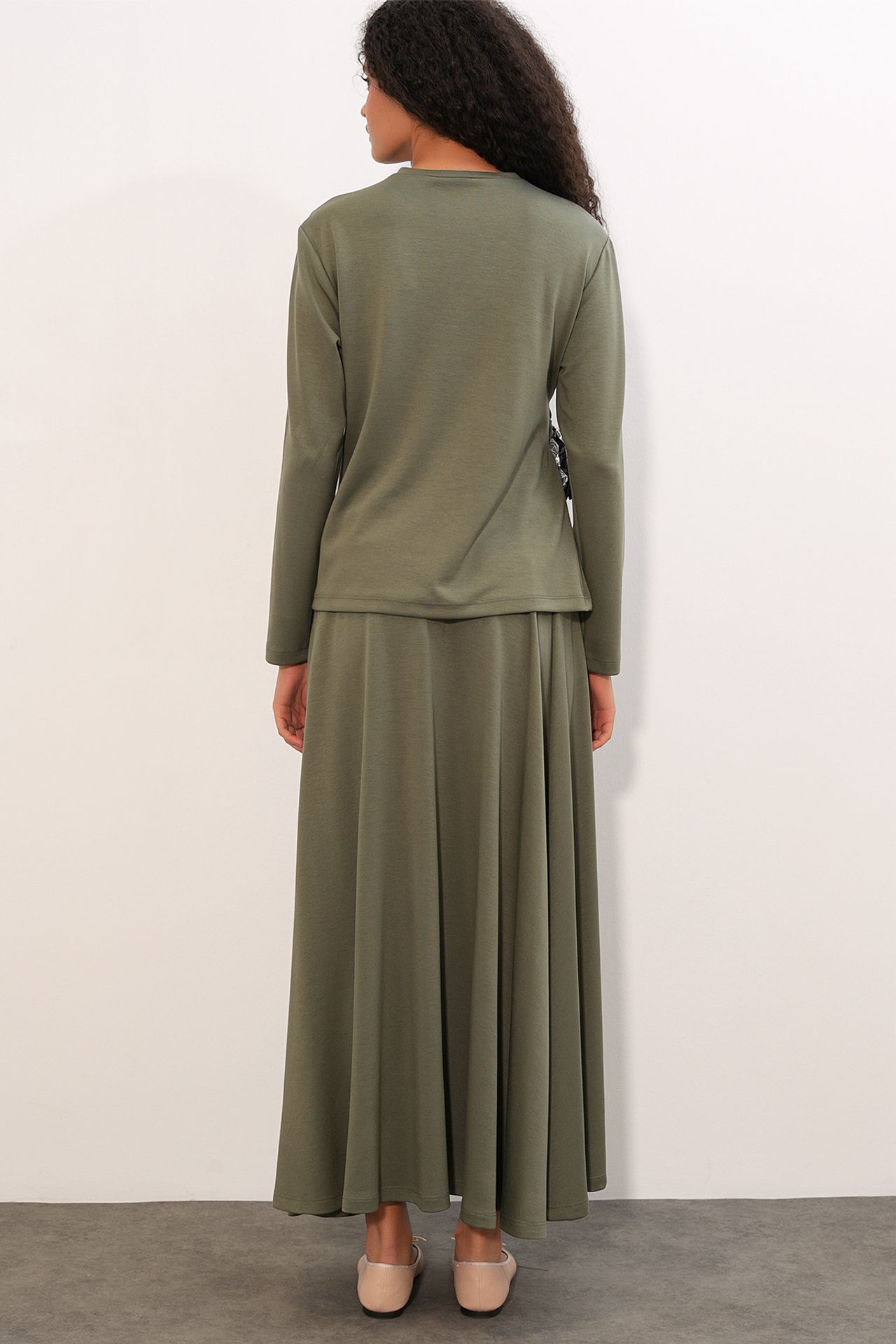 BDART Long Sleeve Blouse And Wide-leg Skirt Coord 7
