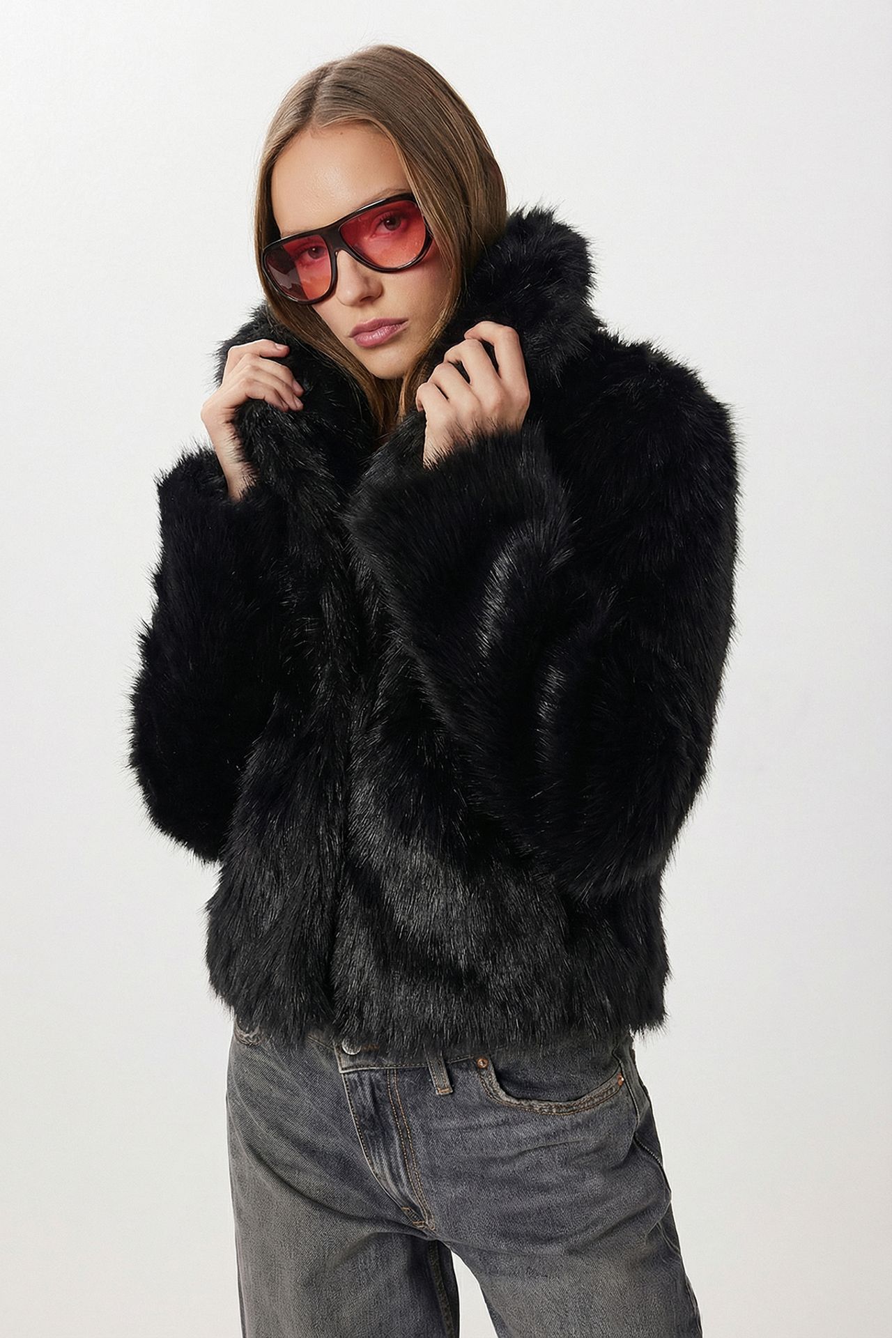 ISTANBUL Faux Fur Shawl Collar Jacket 3